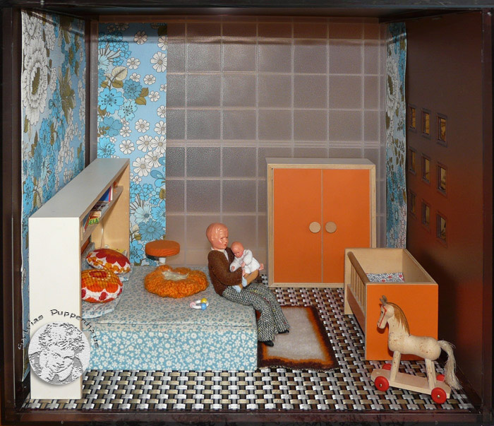 Schlafzimmer Puppenhaus der 1950er bis1980er Jahre