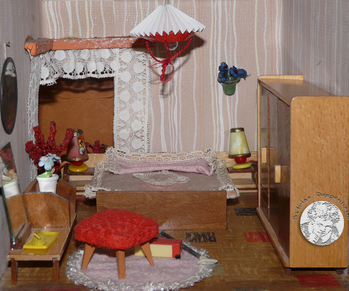 Schlafzimmer Puppenhaus der 1950er bis1980er Jahre